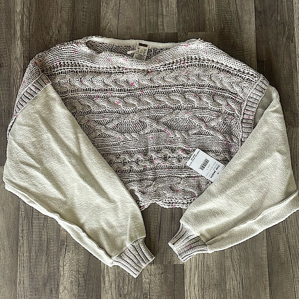 Free People Shell White Combo crop sweater